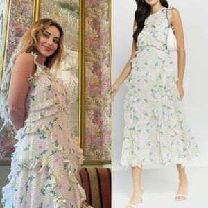 Ted Baker Calinia Sleeveless Waterfall Dress Midi Maxi Wedding Guest Easter